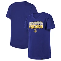 Girls Youth New Era Purple Minnesota Vikings Reverse Sequin V-Neck T-Shirt