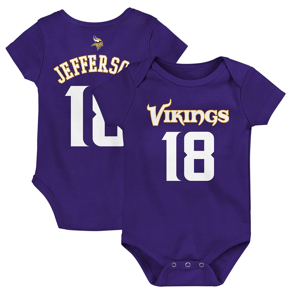 Body pour bébé Justin Jefferson violet Minnesota Vikings Mainliner nom et numéro du joueur