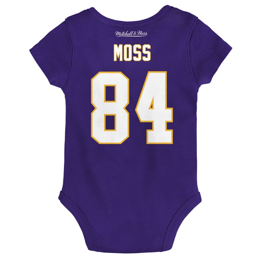 Infant Mitchell & Ness Randy Moss Purple Minnesota Vikings Mainliner Retired Player Name Number Bodysuit