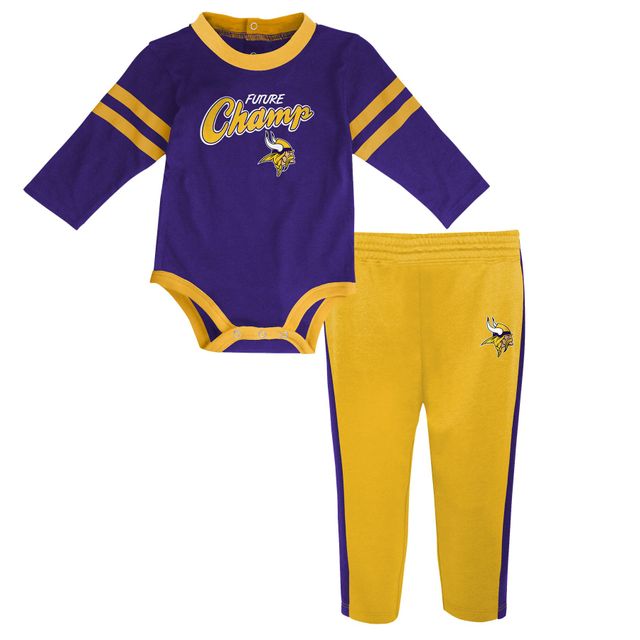 Little Kicker des Vikings du Minnesota violet/doré pour bébé - Ensemble body et pantalon à manches longues