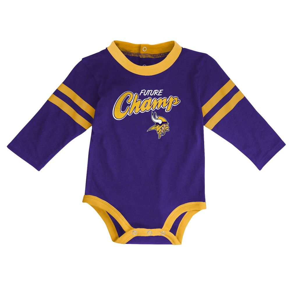 Infant Purple/Gold Minnesota Vikings Little Kicker - Long Sleeve Bodysuit & Pants Set