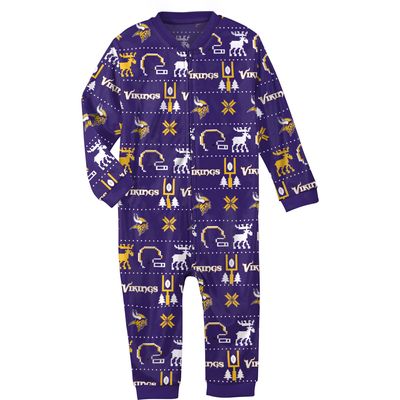 Infant Purple Minnesota Vikings Allover Print - Full-Zip Jumper