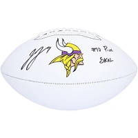 J.J. McCarthy Minnesota Vikings Autographed Franklin White Panel Football with "#10 Pick" & "SKOL" Inscriptions