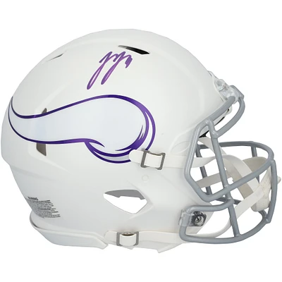 Casque Riddell 2024 Alternate Speed ​​authentique autographié par J.J. McCarthy des Vikings du Minnesota