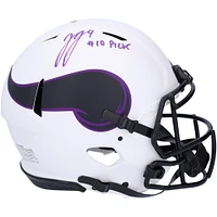 J.J. McCarthy Minnesota Vikings Autographed Riddell Lunar Speed Authentic Helmet with "#10 Pick" Inscription