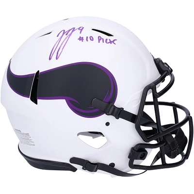 J.J. McCarthy Minnesota Vikings Autographed Riddell Lunar Speed Authentic Helmet with "#10 Pick" Inscription