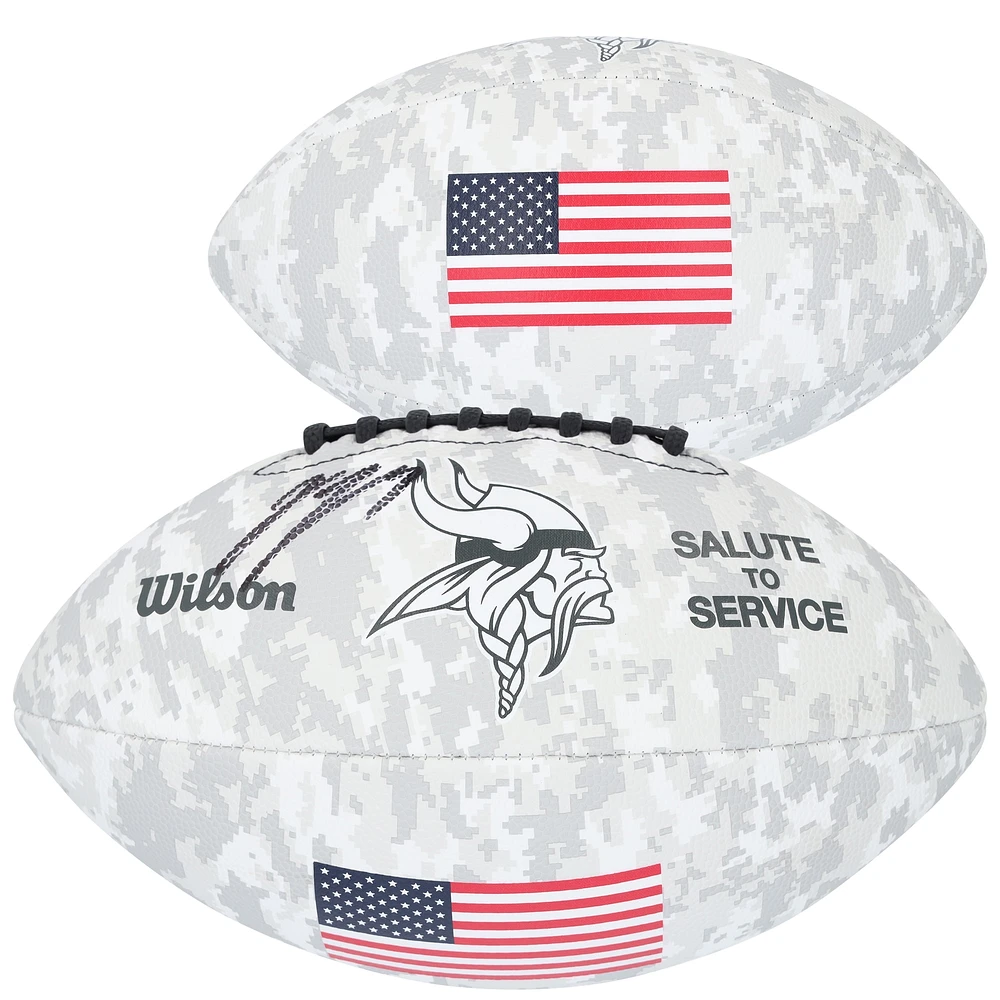 J.J. McCarthy Minnesota Vikings Autographed Wilson 2024 Salute To Service Football