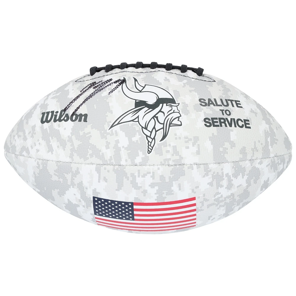 J.J. McCarthy Minnesota Vikings Autographed Wilson 2024 Salute To Service Football