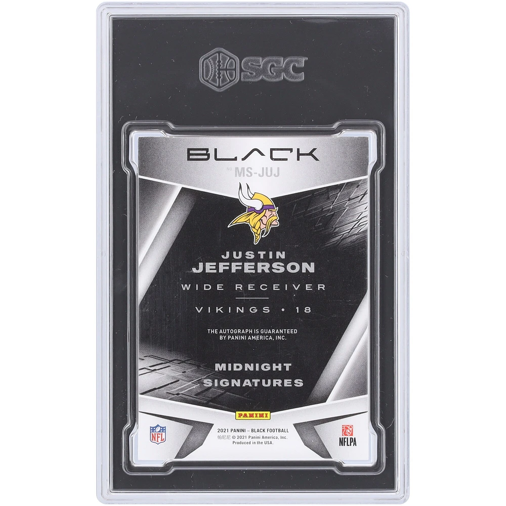 Carte Panini Black Gold Midnight Signatures 2021 autographiée par Justin Jefferson des Minnesota Vikings #MS-JUJ #4/5 SGC authentifiée 8,5/10