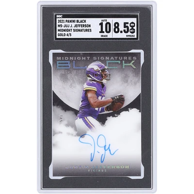 Carte Panini Black Gold Midnight Signatures 2021 autographiée par Justin Jefferson des Minnesota Vikings #MS-JUJ #4/5 SGC authentifiée 8,5/10