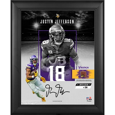 Justin Jefferson Minnesota Vikings Facsimile Signature Framed 11" x 14" Impact Collage with a Piece of Game-Used Football - Limited Edition of 250