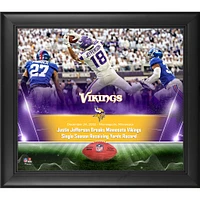 Collage encadré de 15" x 17" de Justin Jefferson, record de verges de réception en une seule saison des Vikings du Minnesota