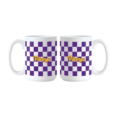 Lot de 2 tasses à logo à carreaux de 15 oz des Vikings du Minnesota de Logo Brands