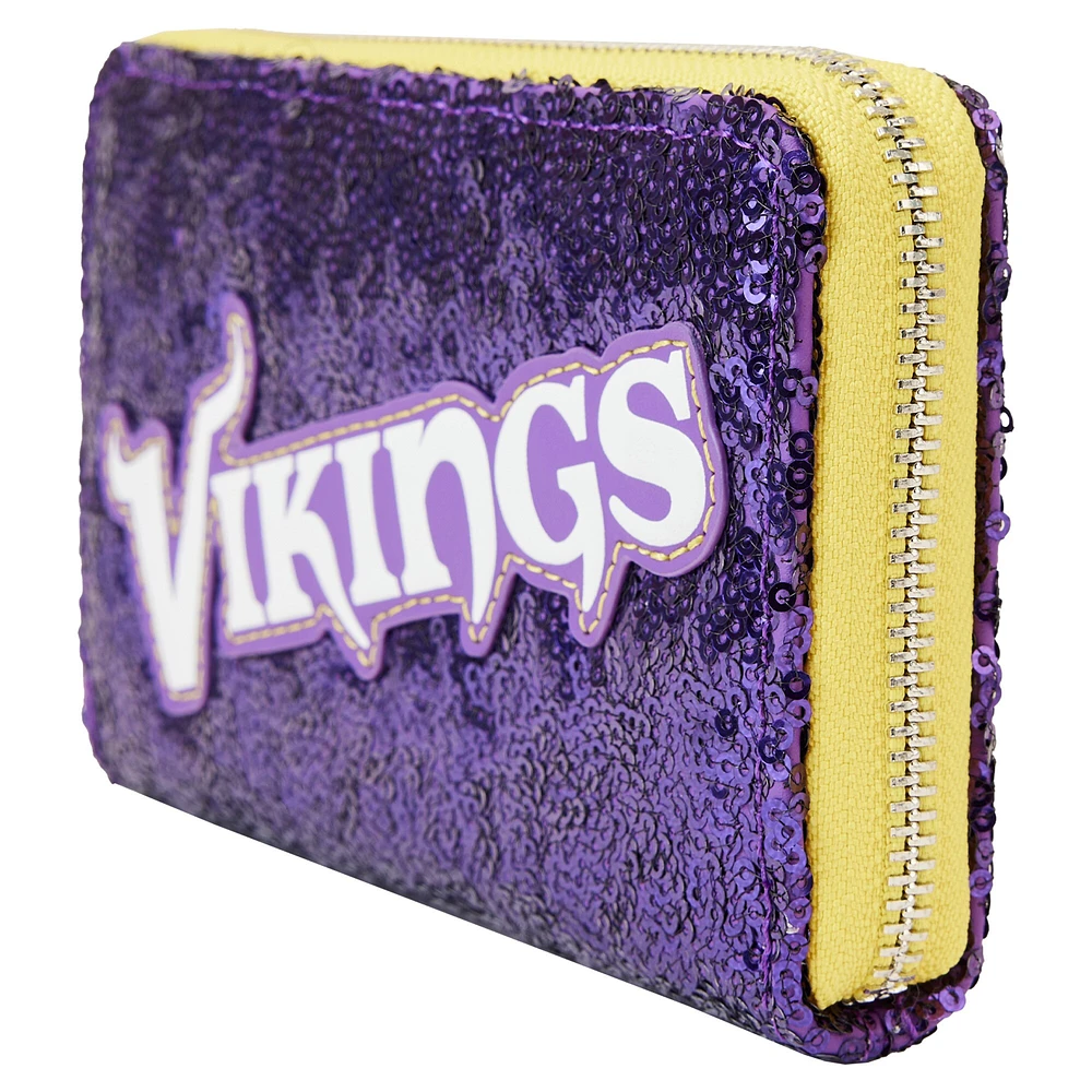 Portefeuille zippé à sequins Loungefly Minnesota Vikings