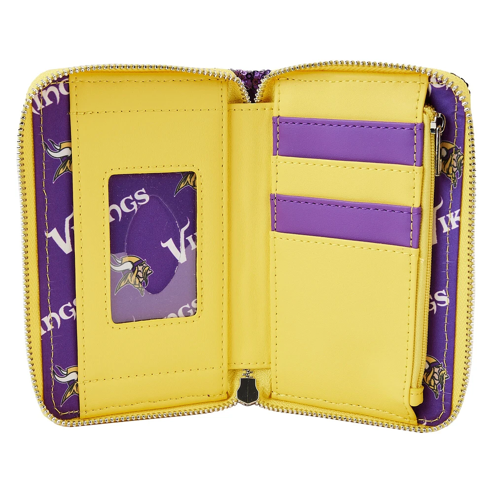 Portefeuille zippé à sequins Loungefly Minnesota Vikings