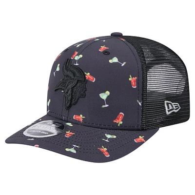 Casquette extensible à boutons-pression 9SEVENTY bleu marine/noir pour homme des Vikings du Minnesota de New Era