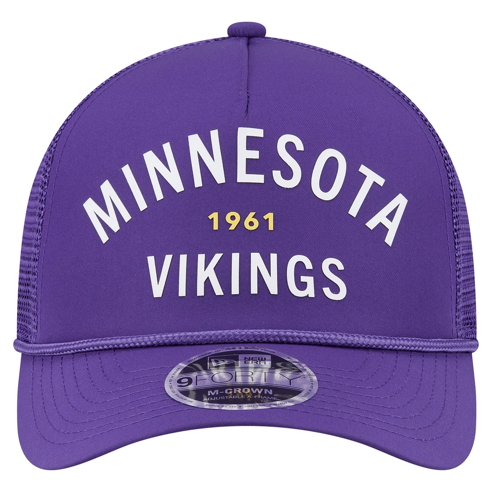 Casquette ajustable 9FORTY Active Minimalist M-Crown A-Frame violette New Era pour homme des Minnesota Vikings