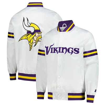 Men's Starter  White Minnesota Vikings Scout Full-Snap Varsity Jacket