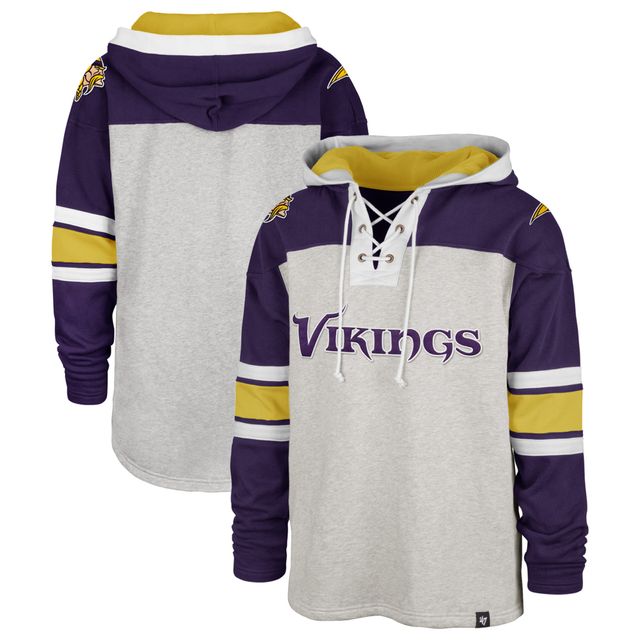 Chandail à lacets Gridiron Minnesota Vikings '47 gris/violet pour homme - capuchon