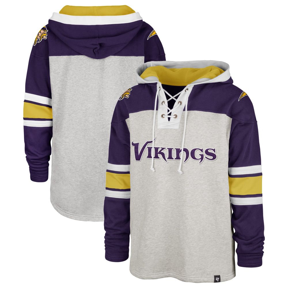 47 Men's '47 Gray/Purple Minnesota Vikings Gridiron Lace-Up - Pullover  Hoodie