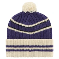 Men's '47  Purple/Cream Minnesota Vikings  No Huddle Cuffed Knit Hat with Pom