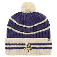 Men's '47  Purple/Cream Minnesota Vikings  No Huddle Cuffed Knit Hat with Pom