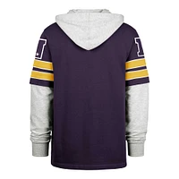 Men's '47 Purple Minnesota Vikings Double Header Blitz Cornerback Pullover Hoodie