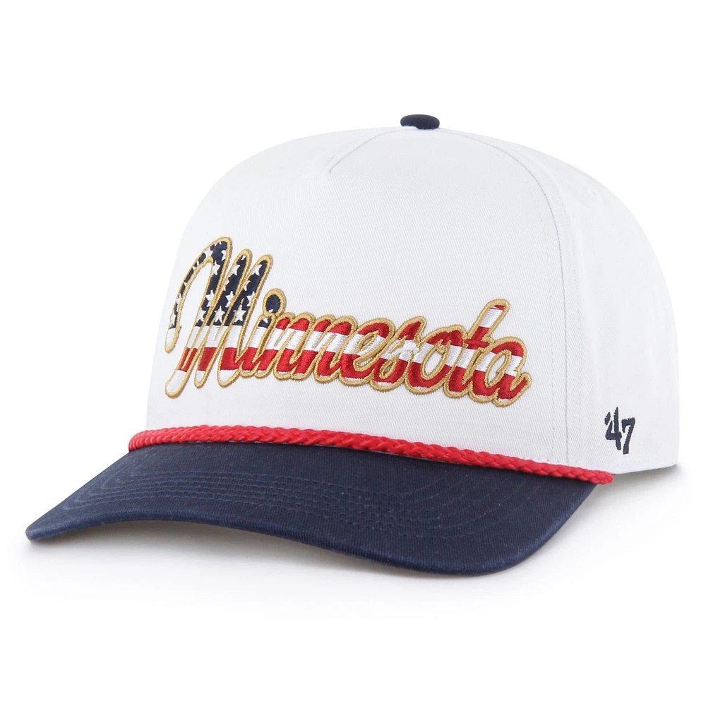 Casquette ajustable blanche patriotique à revers des Vikings du Minnesota pour homme, modèle 1947