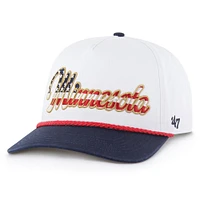 Casquette ajustable blanche patriotique à revers des Vikings du Minnesota pour homme, modèle 1947