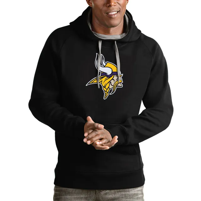 Men's Antigua Heather Gray Minnesota Vikings Victory Pullover Hoodie Size: 4XL