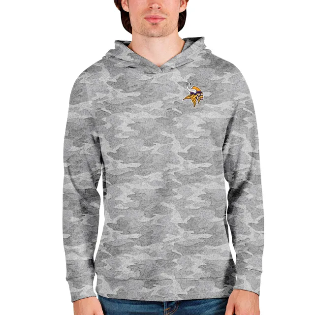 Men's Antigua Heather Gray Minnesota Vikings Victory Pullover Hoodie Size: 4XL