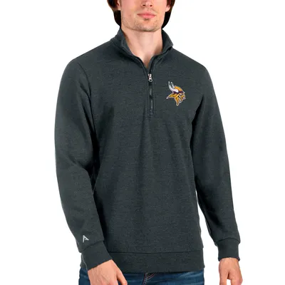 Minnesota Vikings Antigua Action Quarter-Zip Pullover Sweatshirt - Heathered Charcoal