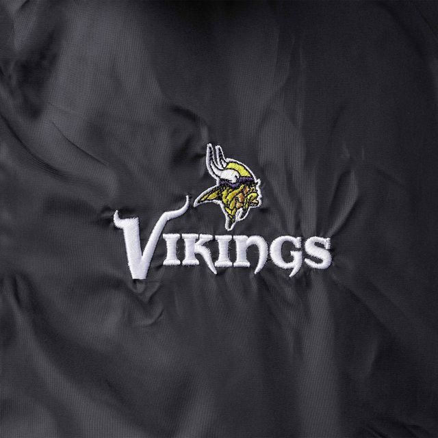 Veste coupe-vent raglan classique à boutons-pression pour hommes des Vikings du Minnesota, noir