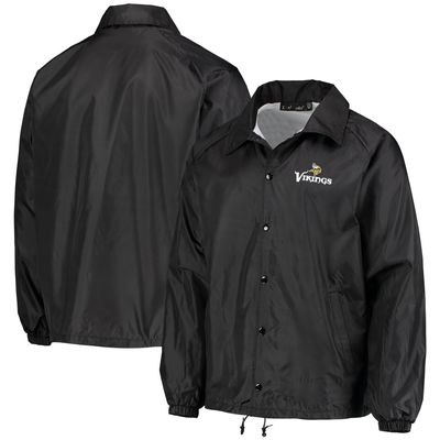 Men's Black Minnesota Vikings Coaches Classic Raglan Full-Snap Windbreaker Jacket