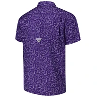 Chemise boutonnée Columbia PFG pour homme Minnesota Vikings Super Slack Tide Omni-Wick Purple