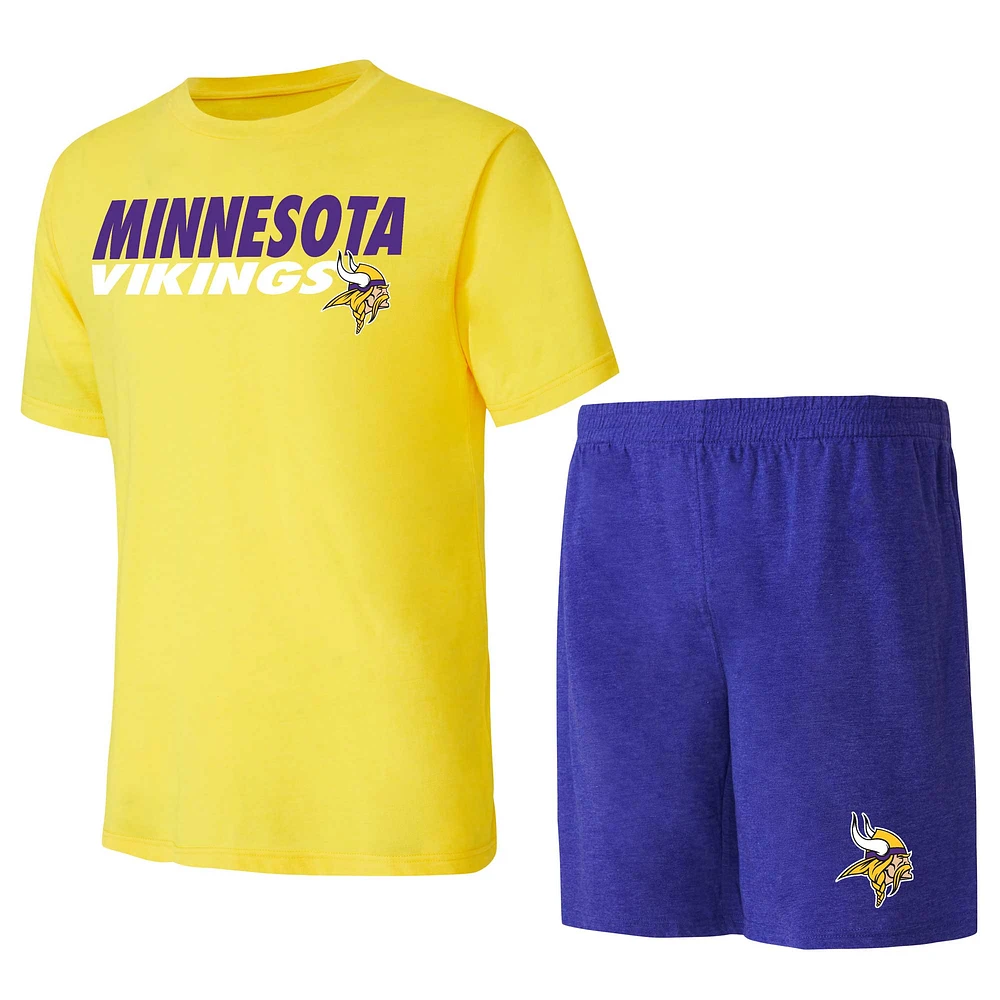 Men's Concepts Sport Purple/Gold Minnesota Vikings Meter T-Shirt & Shorts Sleep Set