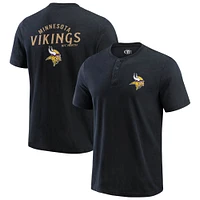 Men's Darius Rucker Collection by Fanatics Black Minnesota Vikings Washed Henley T-Shirt