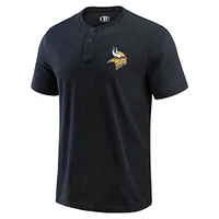 T-shirt Henley délavé noir pour homme de la collection Darius Rucker Fanatics des Minnesota Vikings