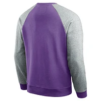 Sweat-shirt à col rond pour homme de la collection Darius Rucker Fanatics, violet/gris chiné, motif colorblock des Minnesota Vikings