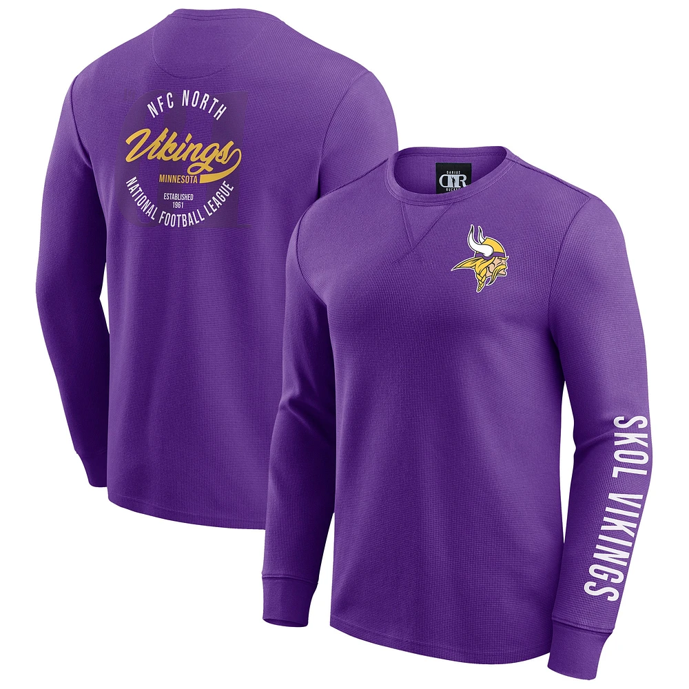 T-shirt à manches longues en tricot gaufré délavé violet pour homme de la collection Darius Rucker Fanatics Minnesota Vikings