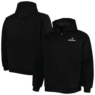 Men's Dunbrooke Black Minnesota Vikings Big & Tall Dakota Canvas Hoodie Full-Zip Jacket