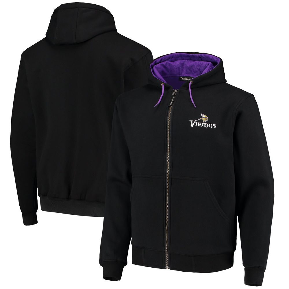 Men's Dunbrooke Black Minnesota Vikings Craftsman Thermal-Lined Full-Zip Hoodie