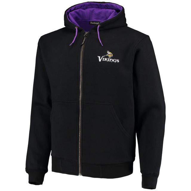 Sweat à capuche Dunbrooke Black Minnesota Vikings Craftsman pour homme avec doublure thermique et fermeture éclair intégrale