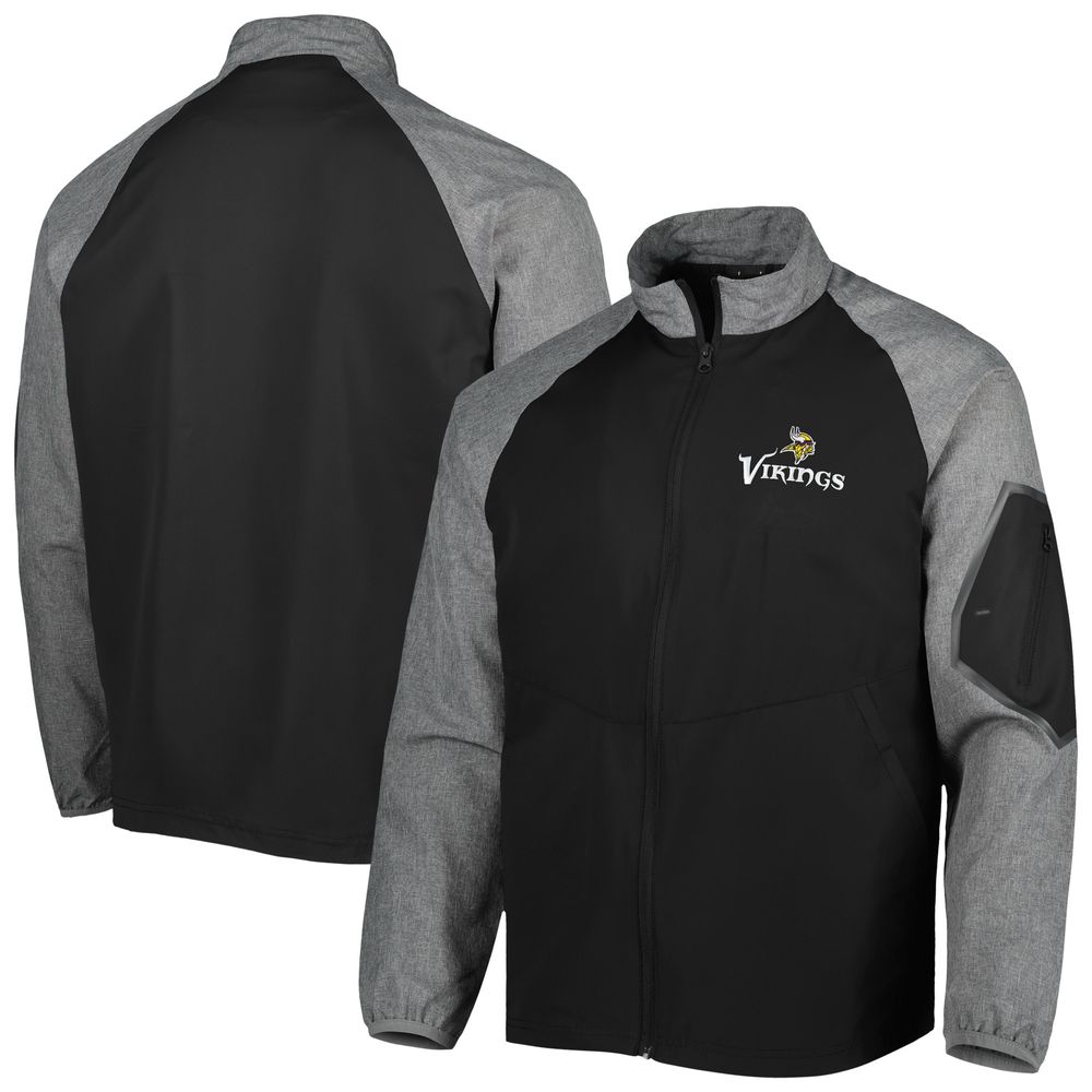 Men's Dunbrooke Black Minnesota Vikings Hurricane Raglan Full-Zip Windbreaker Jacket