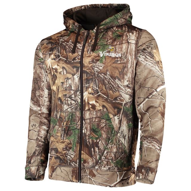 Sweat à capuche entièrement zippé Dunbrooke Realtree Camo Minnesota Vikings Trophy Tech Fleece pour homme