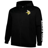 Men's Fanatics  Black Minnesota Vikings Big & Tall Sleeve Hit Full-Zip Hoodie