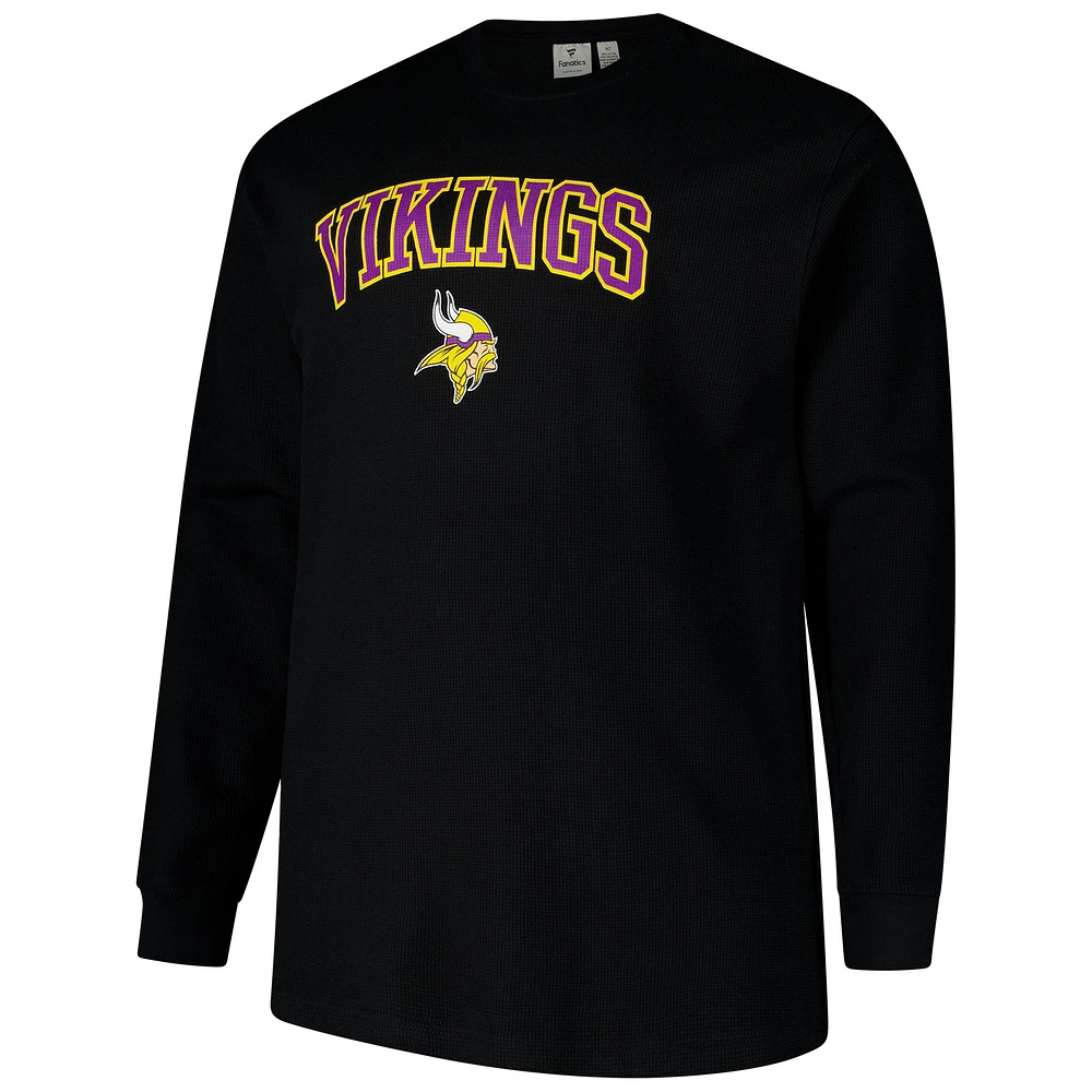 T-shirt thermique à manches longues Fanatics pour hommes, noir, Minnesota Vikings, grande taille