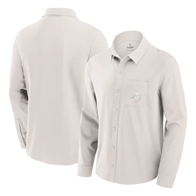 Men's Fanatics Cream Minnesota Vikings Front Office Long Sleeve Button-Up Shirt