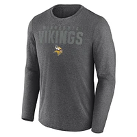 Men's Fanatics  Heather Charcoal Minnesota Vikings Blackout Lateral Long Sleeve T-Shirt