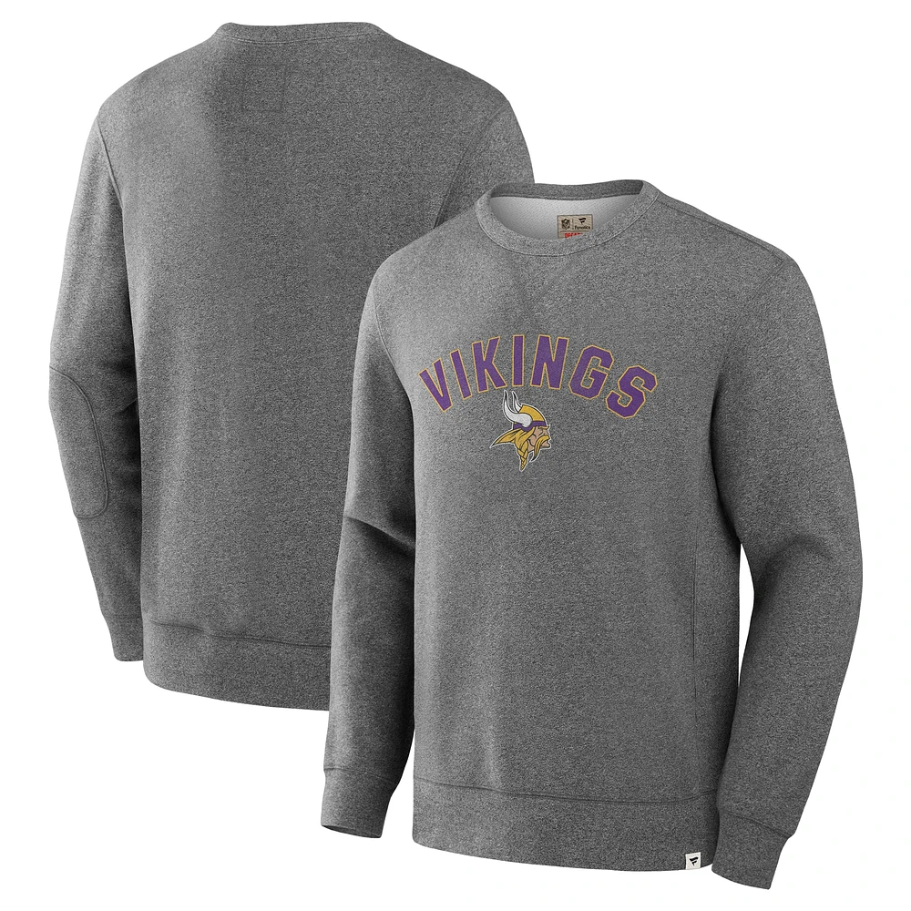 Sweat-shirt à capuche en tissu éponge boucle Fanatics Heather Grey pour homme des Minnesota Vikings